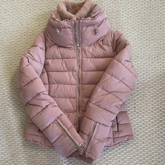 Zara Basic Light Pink Quilted Jacket, slim on the waist with Hidden Hood - Picture 2 of 7